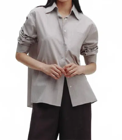 Twp E. B. Shirt In White/ Chocolate In Gray