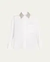 Twp E. B. Shirt With Crystal Collar In White