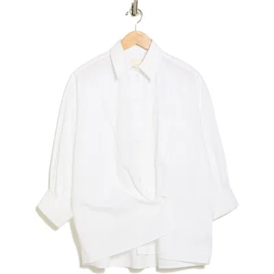 Twp Earl Asymmetric Hem Button-up Shirt In White