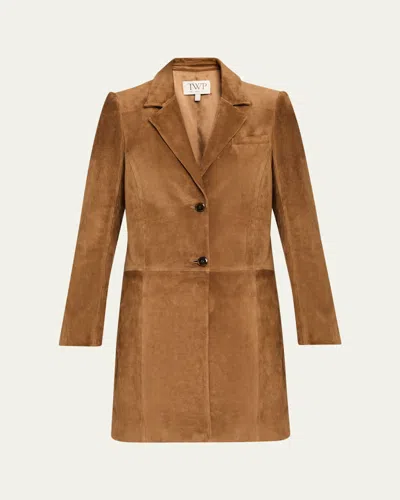 Twp Easy Suede Car Coat In Saddle