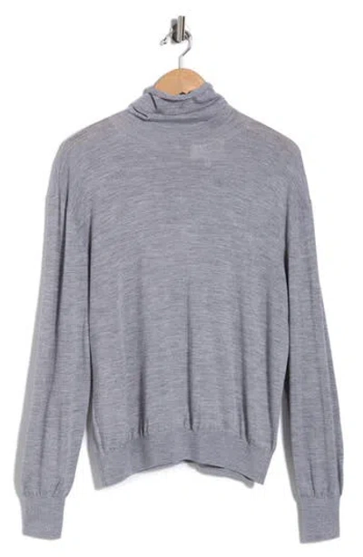 Twp Easy Wool & Silk Turtleneck Sweater In Medium Heather Grey