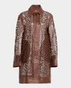 Twp Edinburgh Laser-cut Leather Coat In Brown