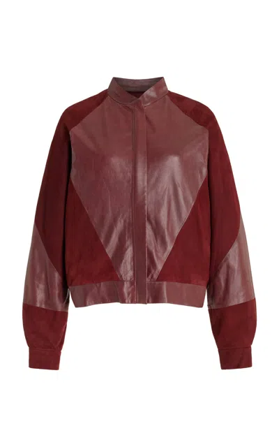 Twp Elliot Suede Bomber Jacket In Burgundy