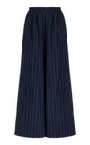 Twp Pleat-detail Palazzo Trousers In Navy
