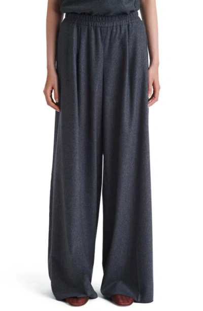 Twp Eva Stretch Wool Wide Leg Pants In Charcoal