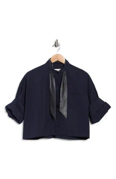 Twp Ex On Repeat Crop Button-up Shirt In Blue