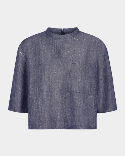 Twp Ex T Sequined Denim Top In Blue
