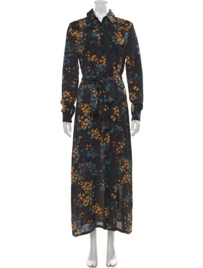 Pre-owned Twp Floral Print Long Dress In Black