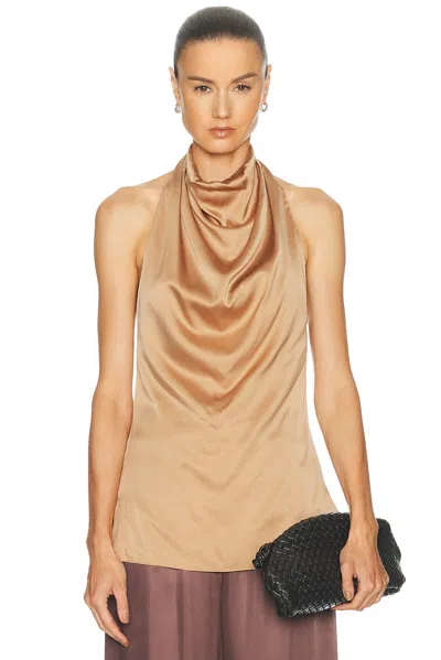 Twp Flowy Halter Top In Gold