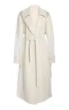 Twp Foreign Affair Sequined Silk Trench Coat In Ivory