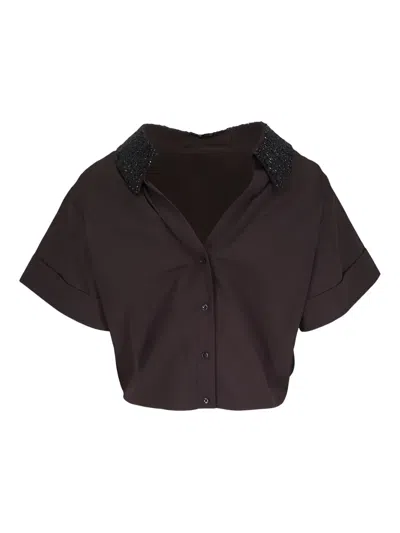 Twp Forever & Always Beaded Cropped Shirt In Black
