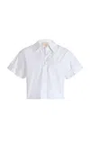 Twp Forever And Always Cropped Cotton Shirt In White