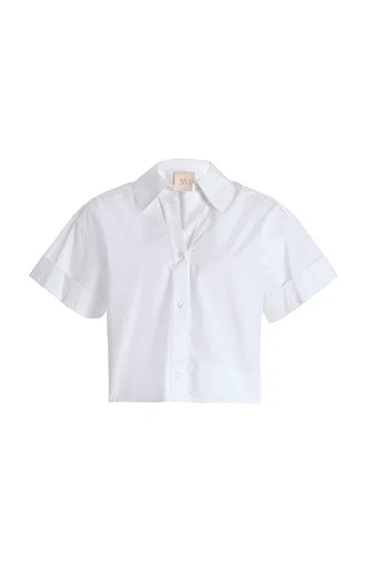Twp Forever And Always Cropped Cotton Shirt In White