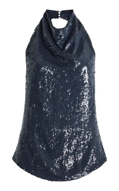 Twp Friday Night Sequined Halter Top In Royal Blue