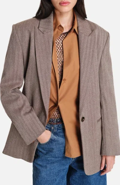 Twp Girl Boy Girl Herringbone Linen Tweed Jacket In Brown