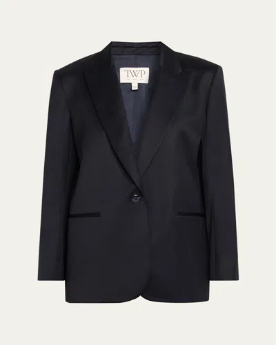 Twp Girl Boy Girl Satin-faced Wool Blazer In Blue