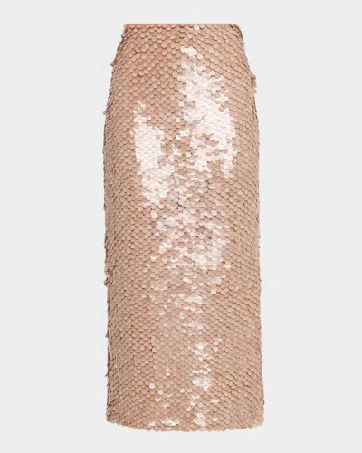 Twp Gwyneth Paillette Midi Skirt In Brown