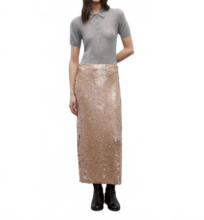 Twp Gwyneth Paillette Skirt In Nude In Brown
