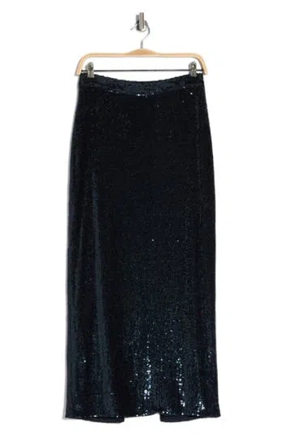 Twp Gwyneth Sequin Midi Skirt In Blue