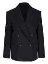 Twp Harper Double-breasted Blazer In Black