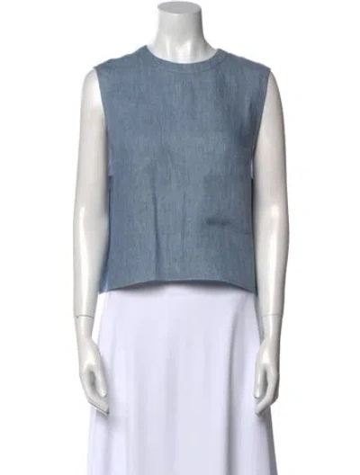 Pre-owned Twp Hemp Crew Neck Crop Top In Blue