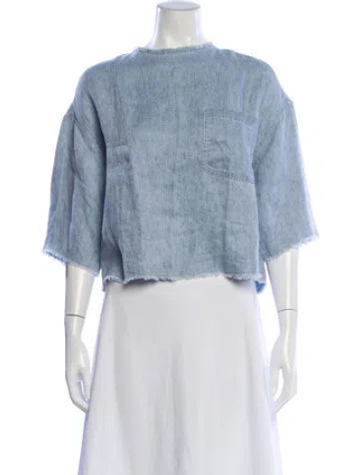 Pre-owned Twp Hemp Crew Neck Crop Top In Blue