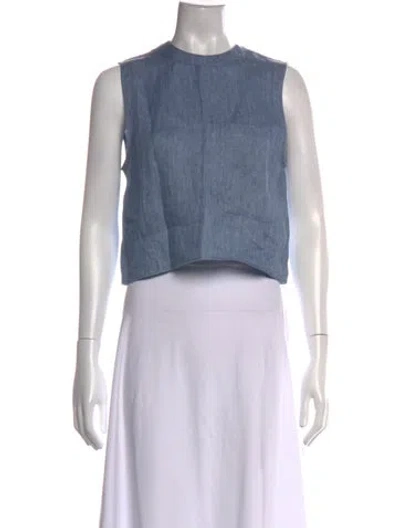 Pre-owned Twp Hemp Crew Neck Crop Top In Blue