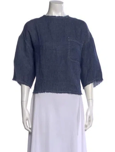 Pre-owned Twp Hemp Crew Neck Top W/ Tags In Blue