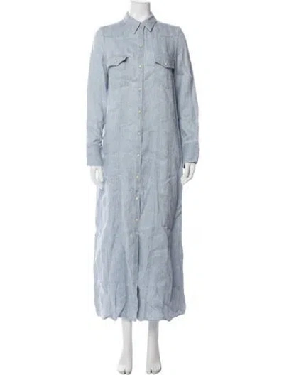 Pre-owned Twp Hemp Long Dress In Blue