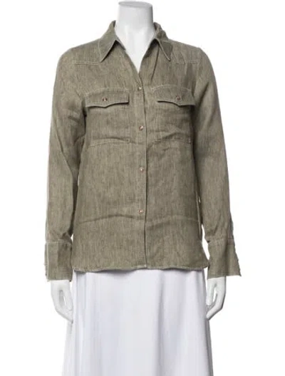 Pre-owned Twp Hemp Long Sleeve Button-up Top In Gray