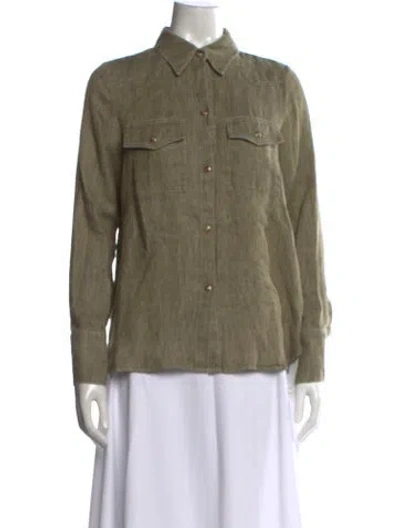 Pre-owned Twp Hemp Long Sleeve Button-up Top In Neutrals