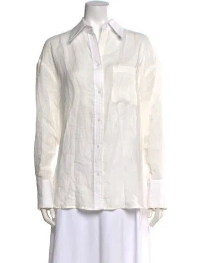 Pre-owned Twp Hemp Long Sleeve Button-up Top In Neutrals