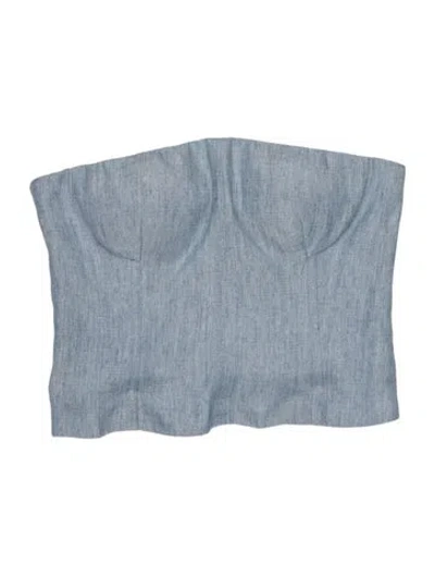 Pre-owned Twp Hemp Strapless Crop Top In Blue