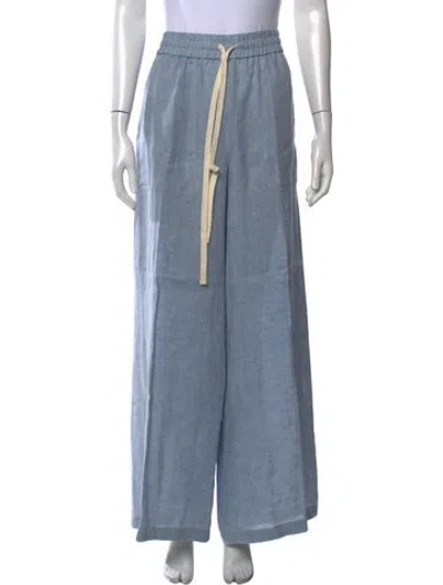 Pre-owned Twp Hemp Wide Leg Pants In Blue