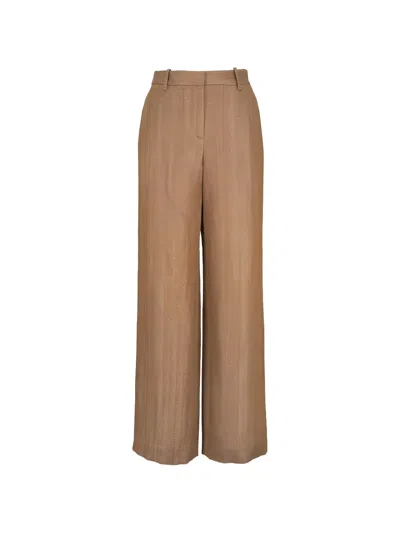 Twp Henry Herringbone Wide-leg Trousers In Brown