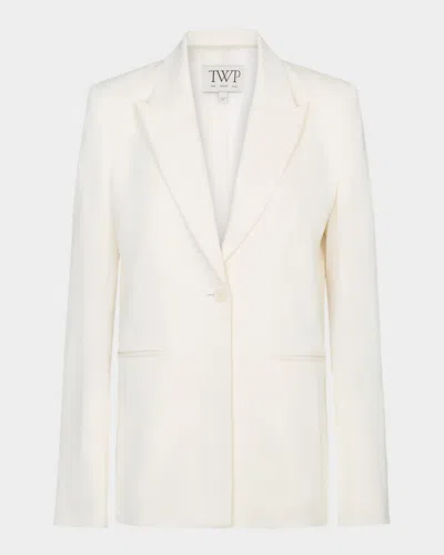 Twp Her Fit Blazer In Coated Viscose Linen In Green
