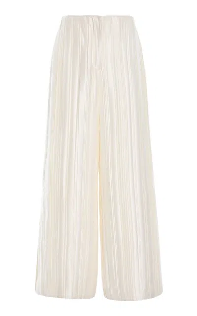 Twp High-rise Silk Wide-leg Pants In White