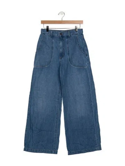 Pre-owned Twp High-rise Wide Leg Jeans In Blue