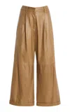 Twp Houston St. Mid-rise Leather Pants In Brown