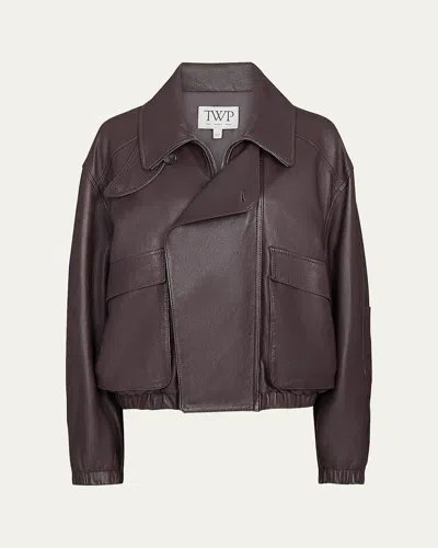 Twp Hunter Bomber Jacket In Dolce Leather In Brown