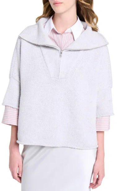 Twp In The Morning Half Zip Cashmere Sweater In Gray
