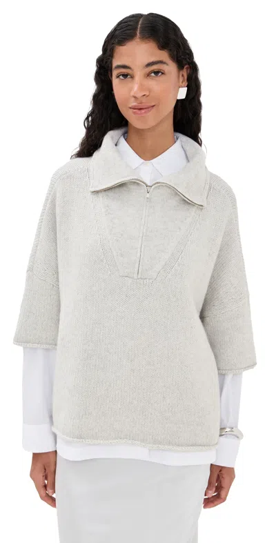 Twp In The Morning Half Zip Cashmere Sweatshirt Light Heather Grey In Gray