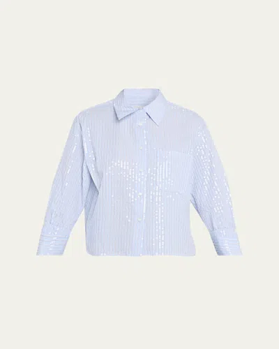 Twp J. D. Sequined Striped Shirt In Blue