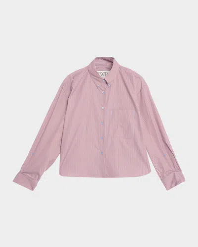Twp J. D. Shirt In Framed Micro Striped Shirting In Pink