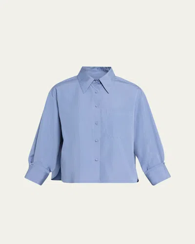 Twp J. D. Shirt In Super Compact Poplin In Blue