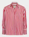 Twp J. D. Striped Button-front Shirt In White/brown