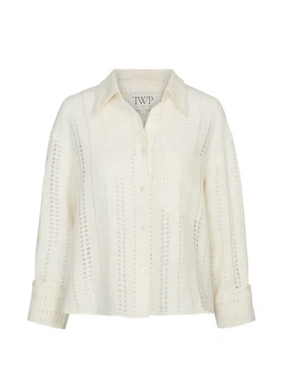 Twp Jd Stripe-patterned Point-collar Shirt In Neutral