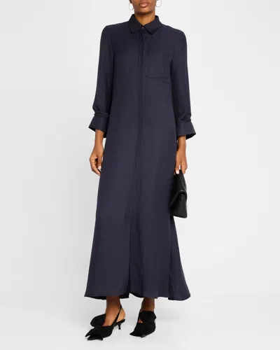 Twp Jenny's Gown Oversized Cotton Poplin Shirtdress In Midnight