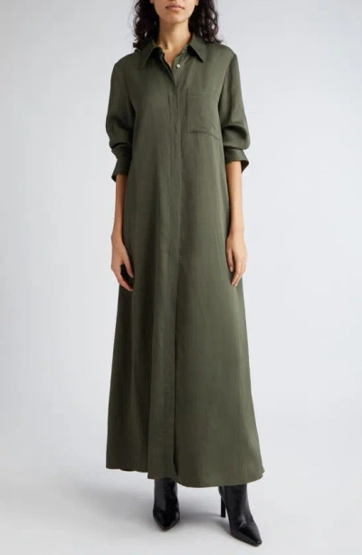 Twp Jennys Long Sleeve A-line Maxi Shirtdress In Ivy