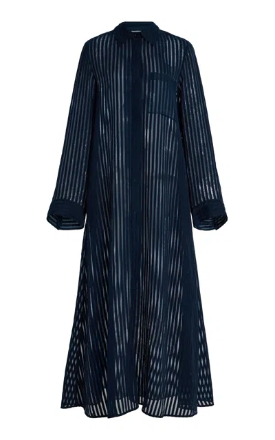 Twp Jennys Silk Maxi Shirt Dress In Navy